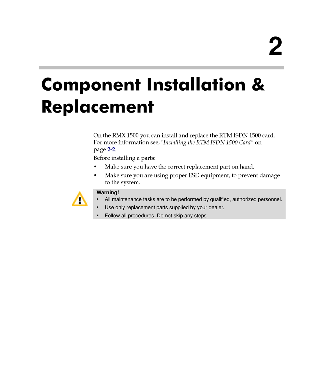 Polycom DOC2557C manual Component Installation & Replacement 