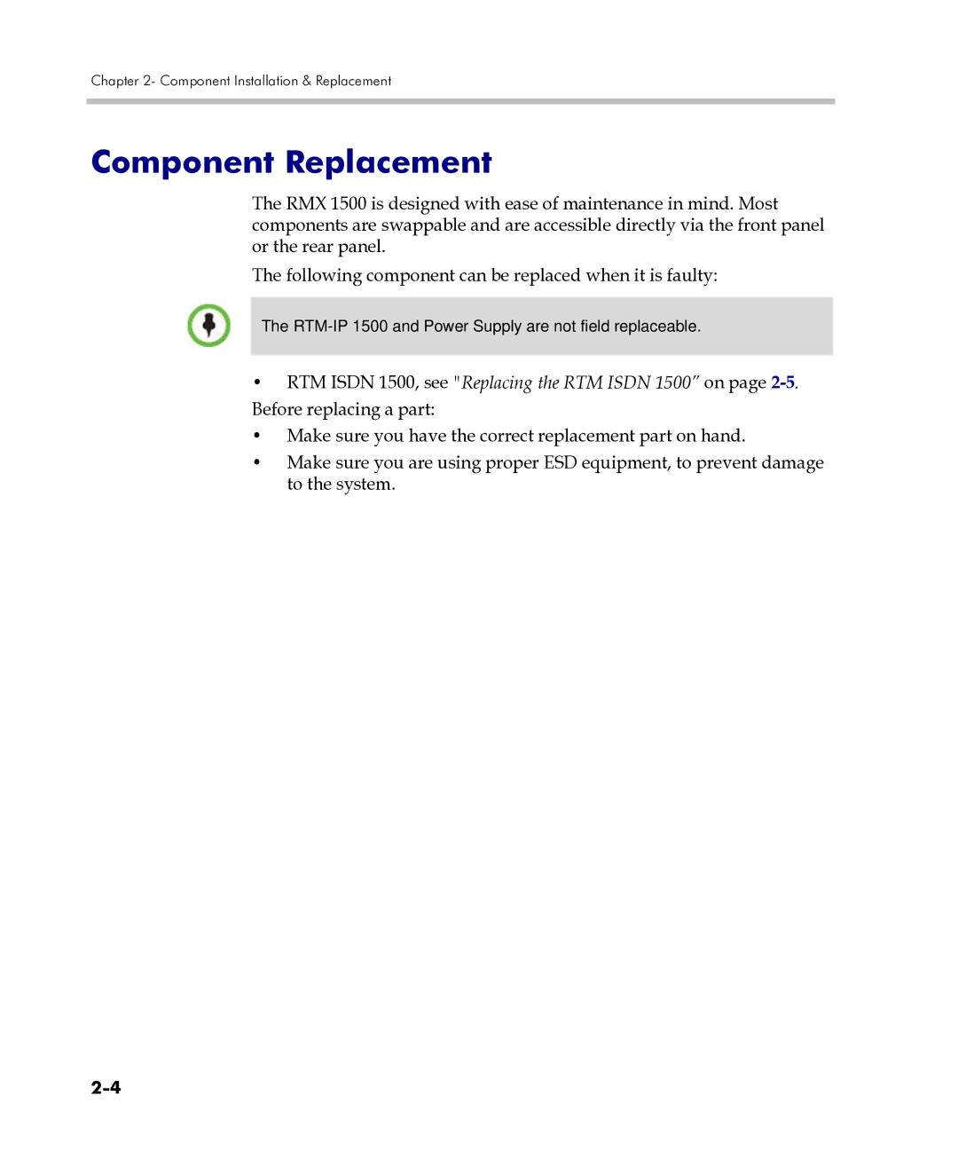 Polycom DOC2557C manual Component Replacement 