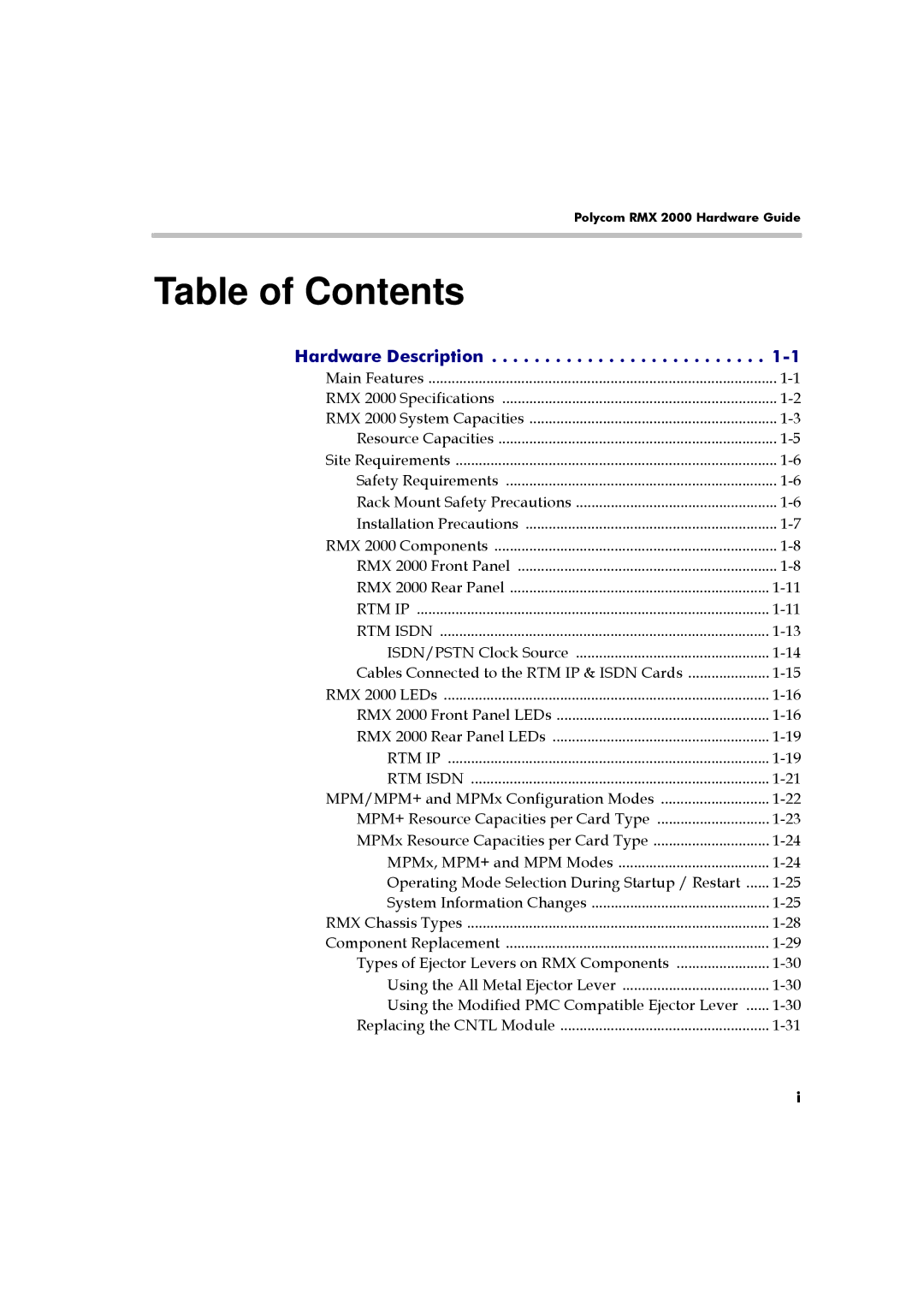 Polycom DOC2558A manual Table of Contents 