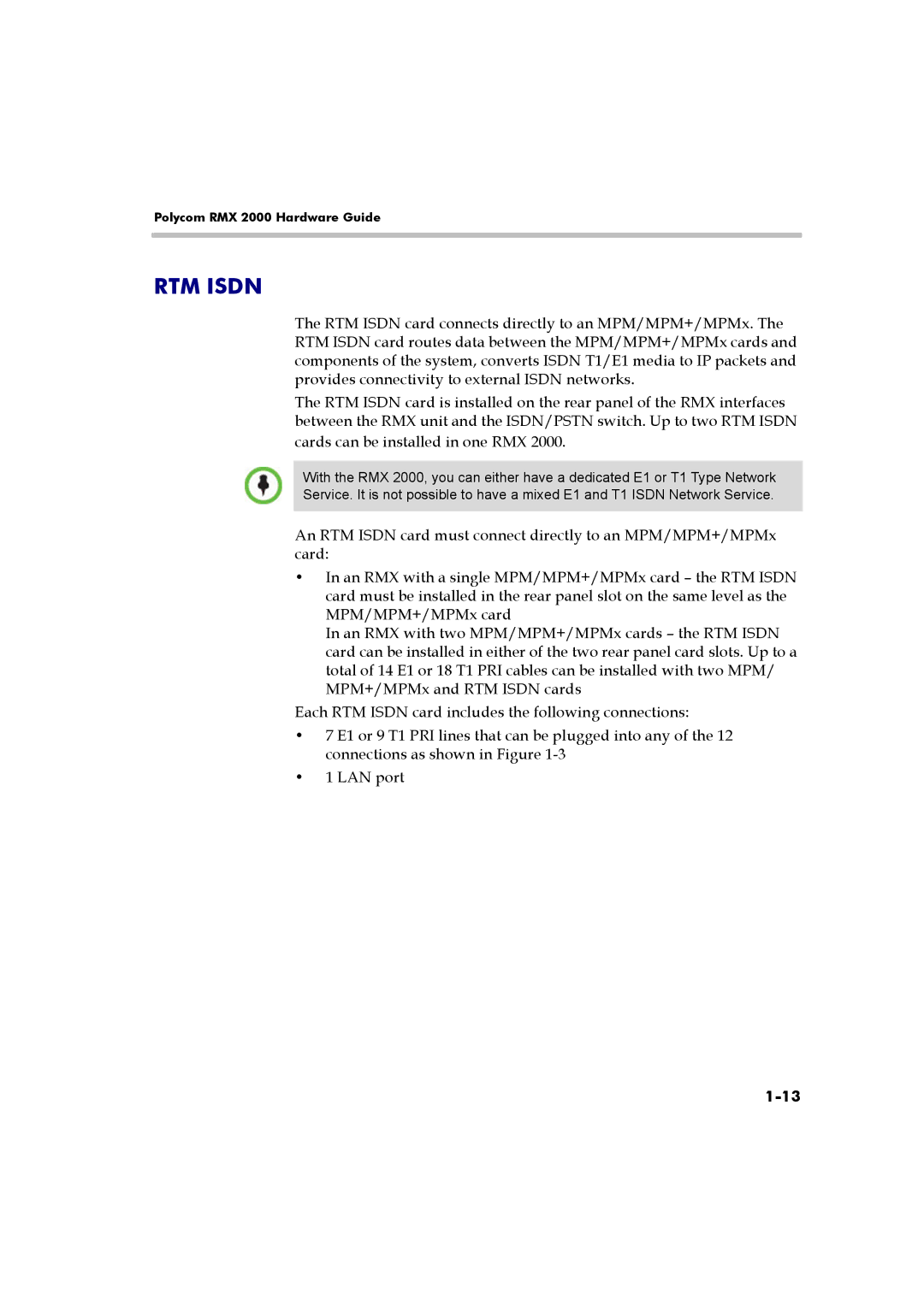 Polycom DOC2558B manual RTM Isdn 