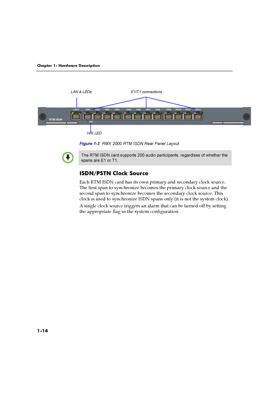 Polycom DOC2558B manual ISDN/PSTN Clock Source 