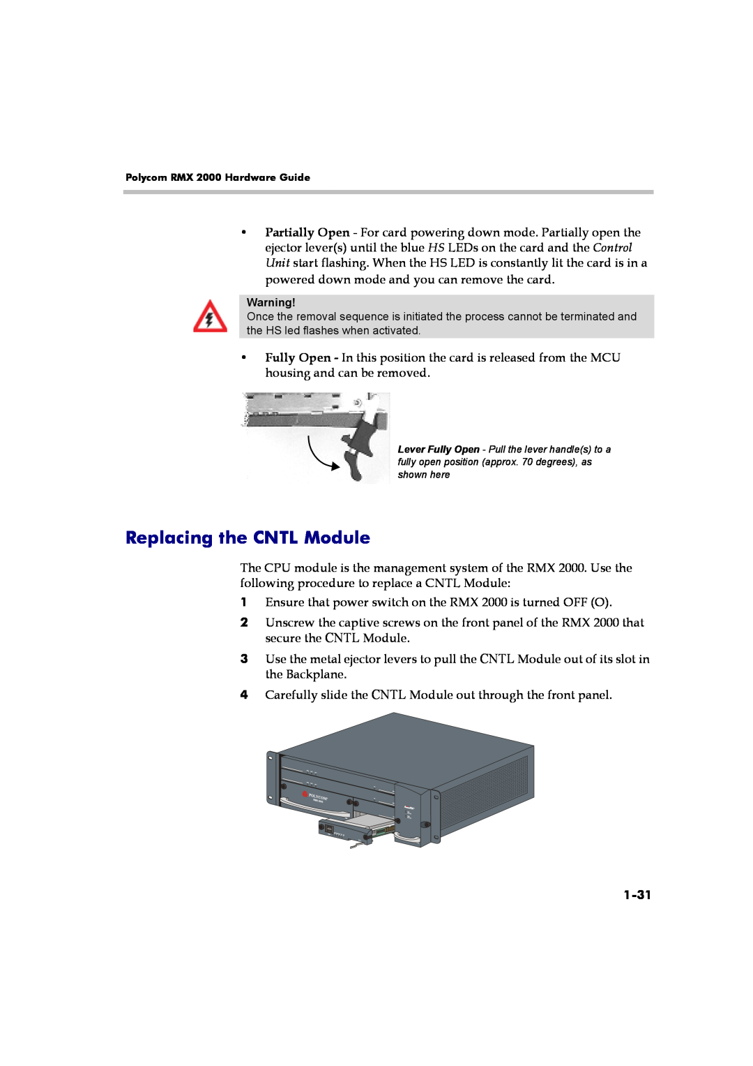 Polycom DOC2558B manual Replacing the CNTL Module, 1-31 