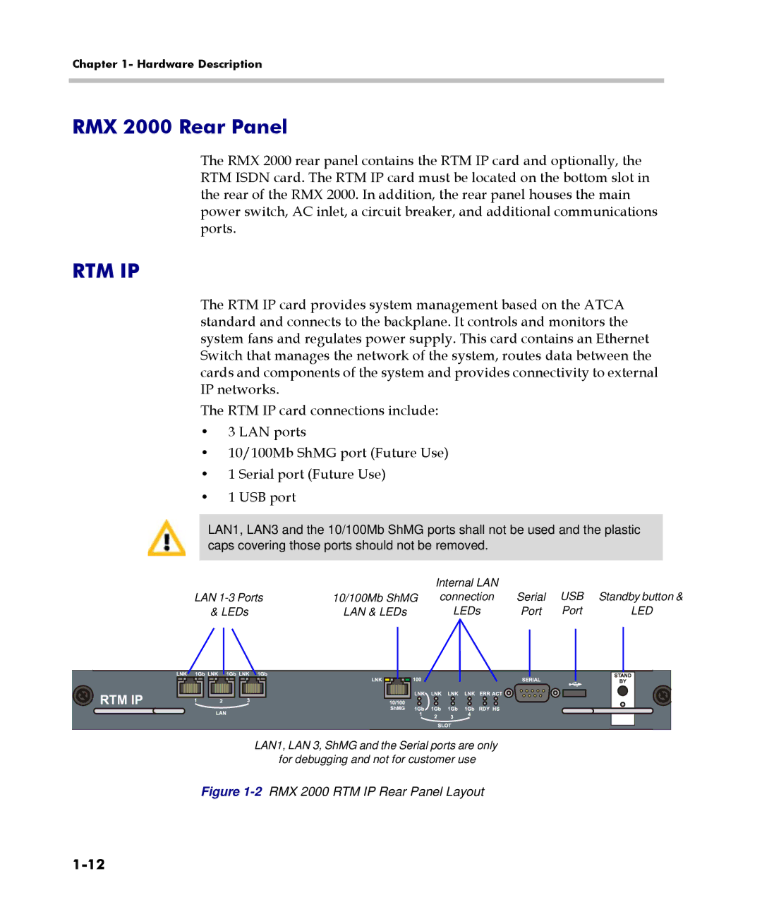 Polycom DOC2558C manual RMX 2000 Rear Panel, Rtm Ip 