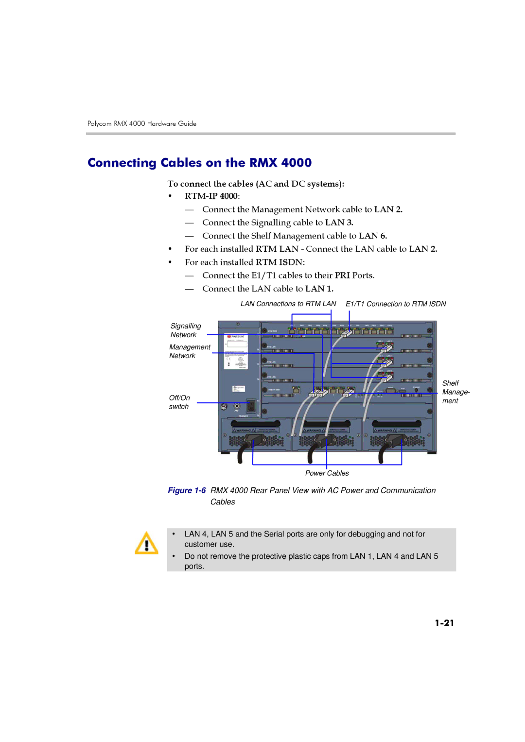 Polycom DOC2559A manual Connecting Cables on the RMX, To connect the cables AC and DC systems RTM-IP 