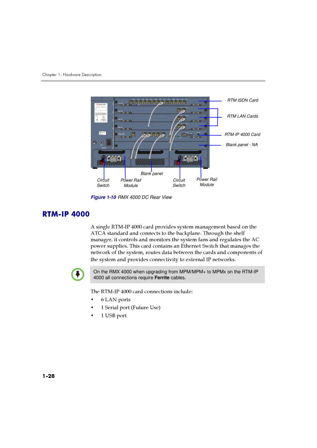 Polycom DOC2559A manual Rtm-Ip, 10RMX 4000 DC Rear View 