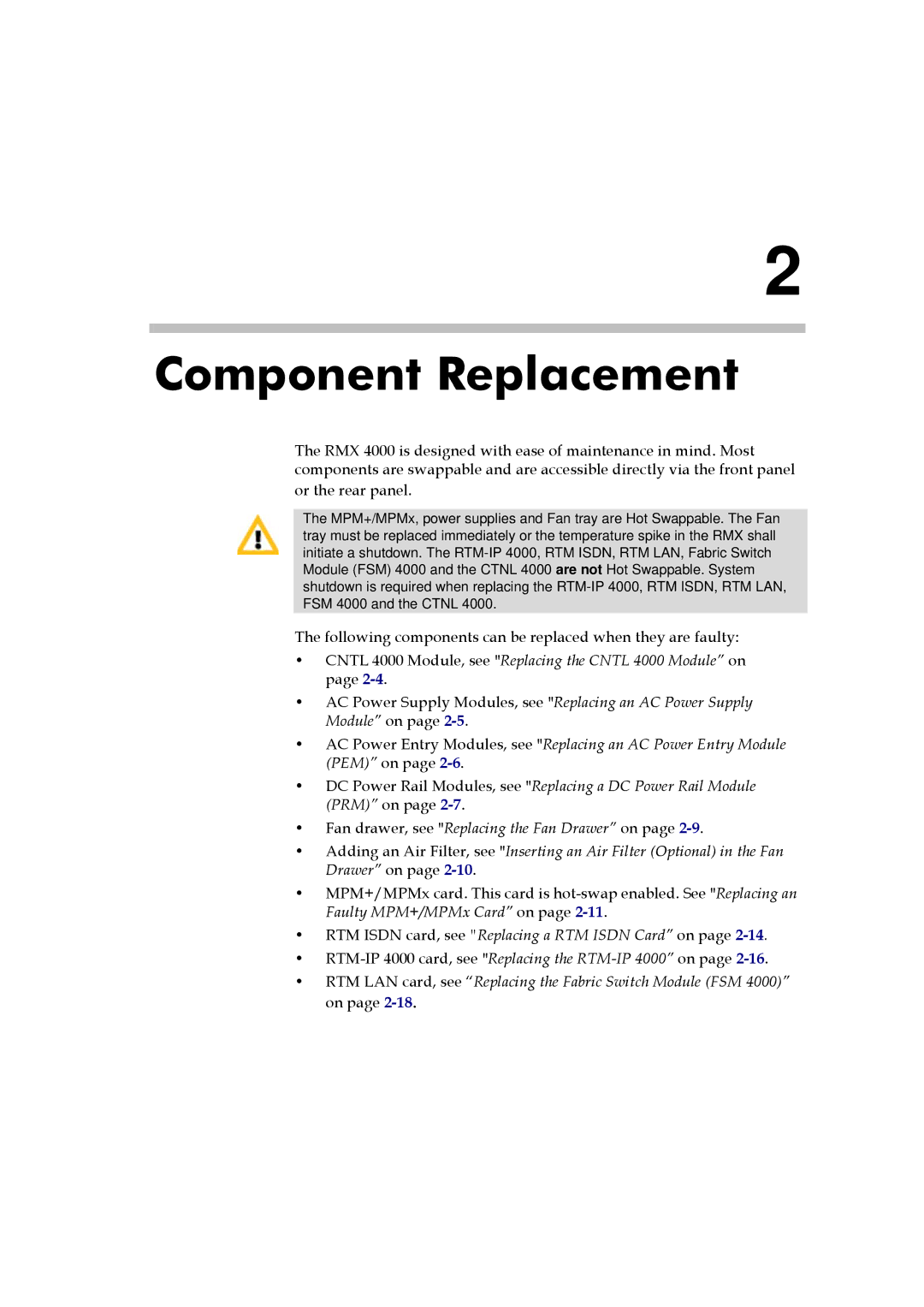 Polycom DOC2559A manual Component Replacement 