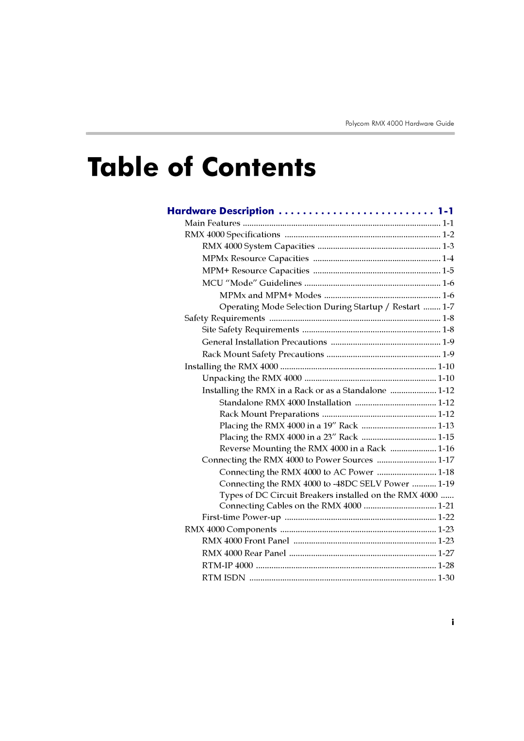 Polycom DOC2559A manual Table of Contents 