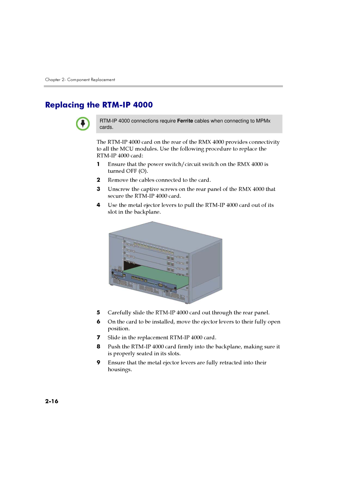 Polycom DOC2559A manual Replacing the RTM-IP 