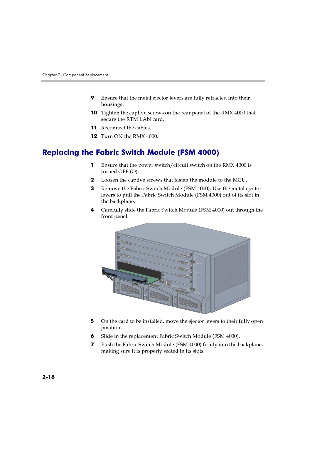 Polycom DOC2559A manual Replacing the Fabric Switch Module FSM 