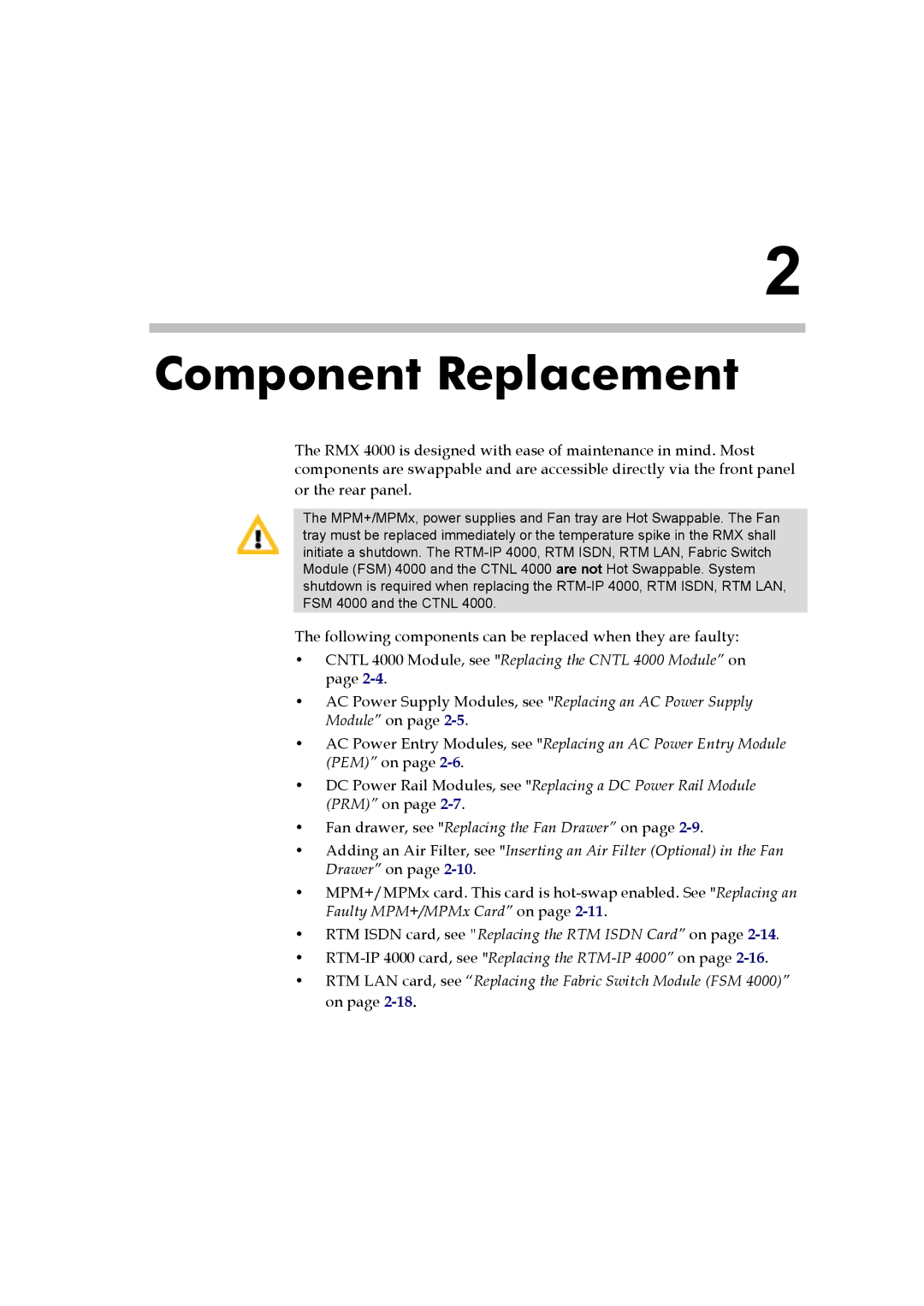 Polycom DOC2559B manual Component Replacement 