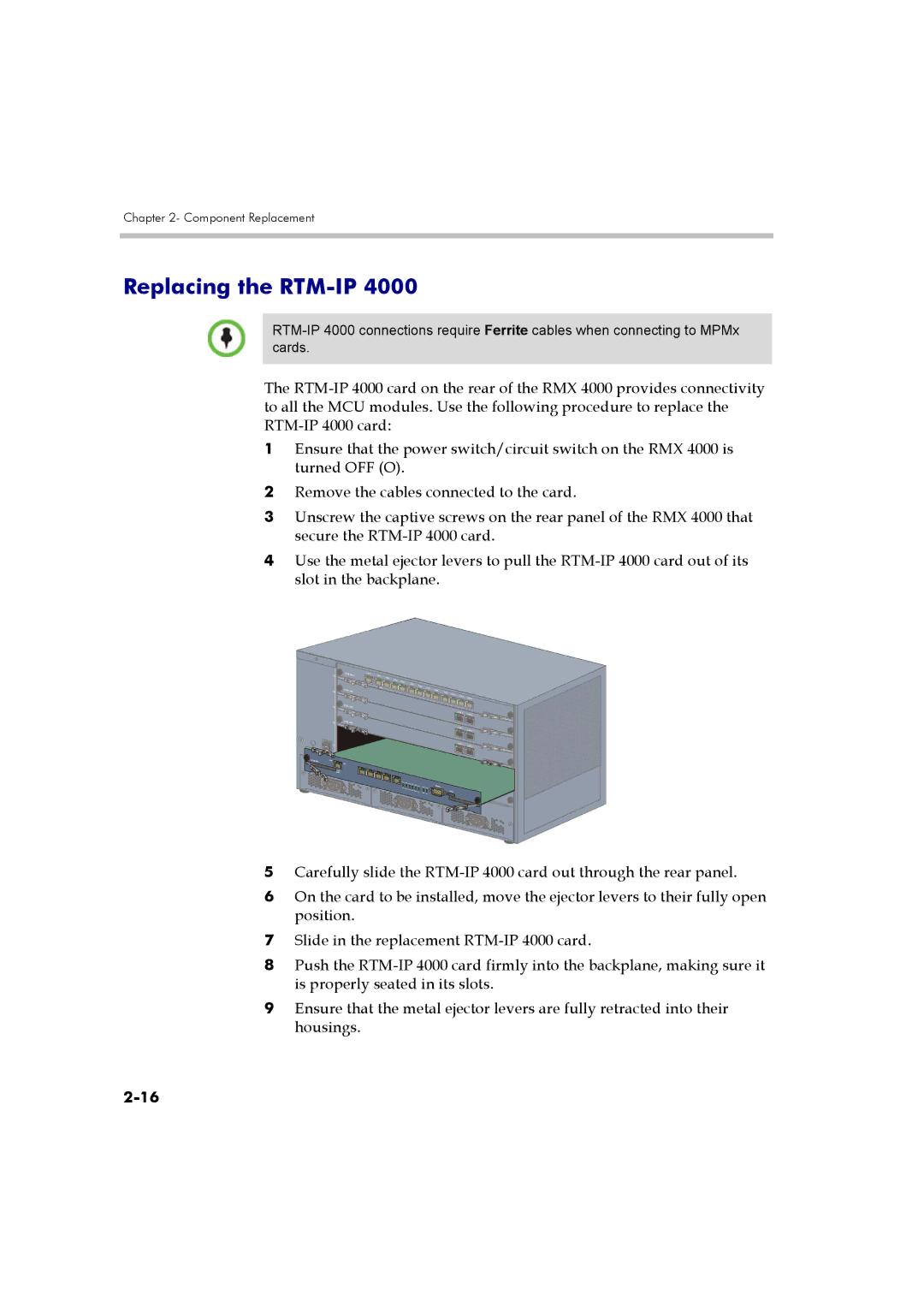 Polycom DOC2559B manual Replacing the RTM-IP 