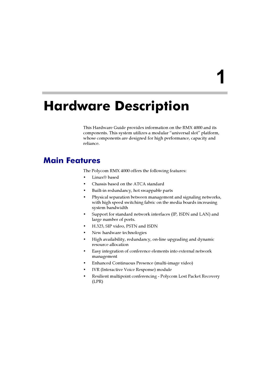 Polycom DOC2559B manual Hardware Description 