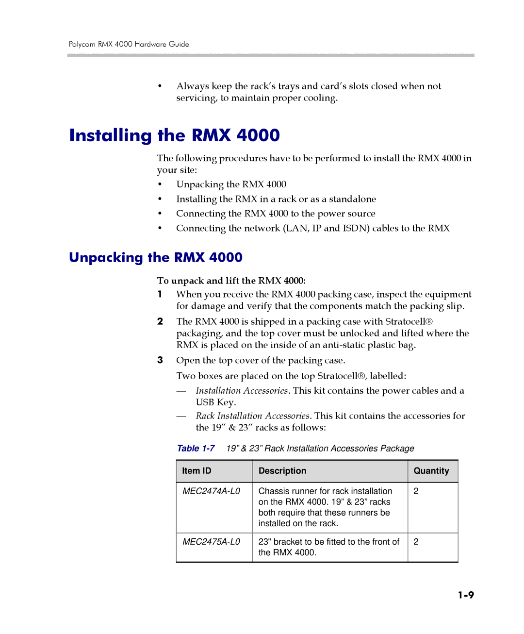 Polycom DOC2559C manual Installing the RMX, Unpacking the RMX 