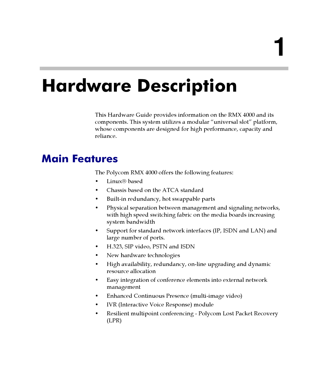 Polycom DOC2559C manual Hardware Description 