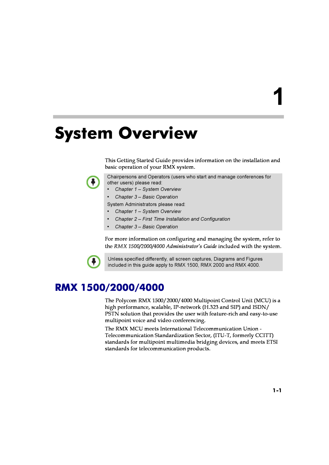 Polycom DOC2560B manual System Overview, RMX 1500/2000/4000 