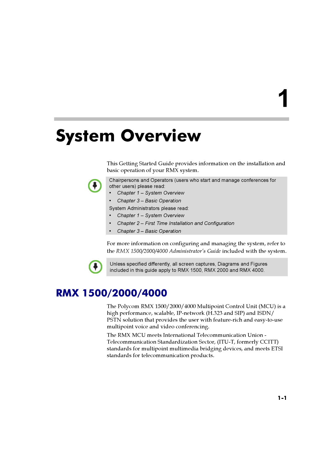 Polycom DOC2560B manual System Overview, RMX 1500/2000/4000 