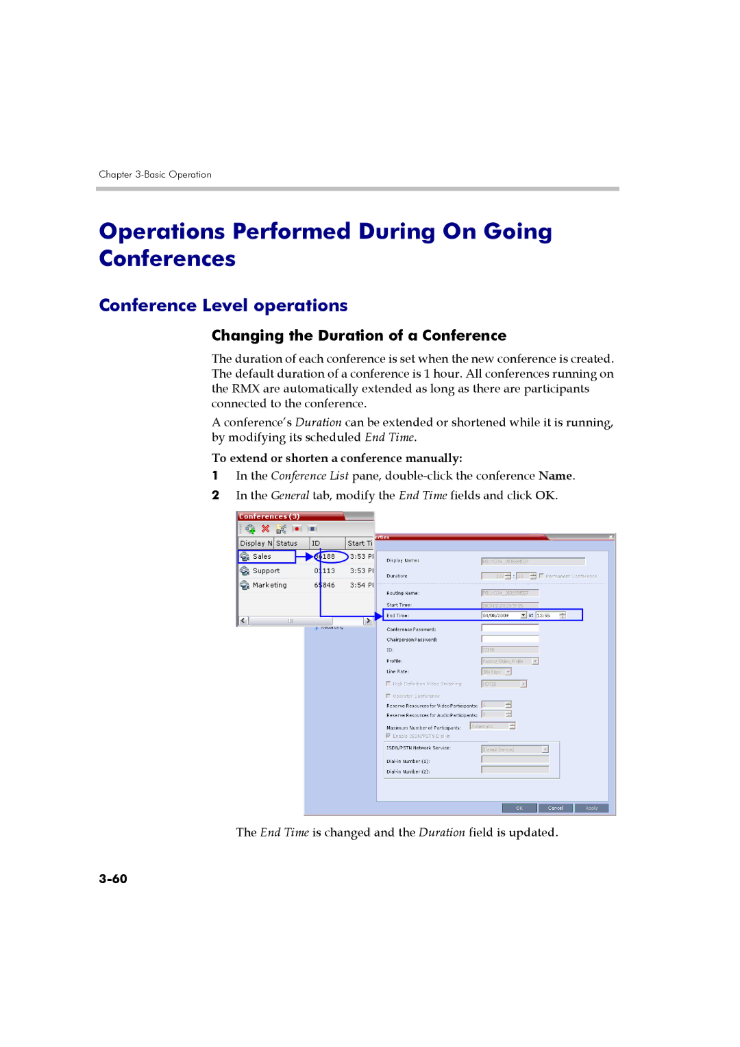 Polycom DOC2560B manual Operations Performed During On Going Conferences, Conference Level operations 