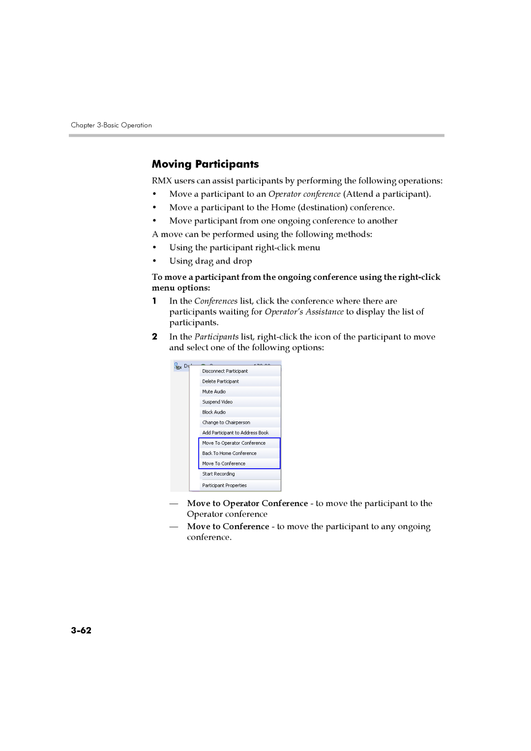 Polycom DOC2560B manual Moving Participants 