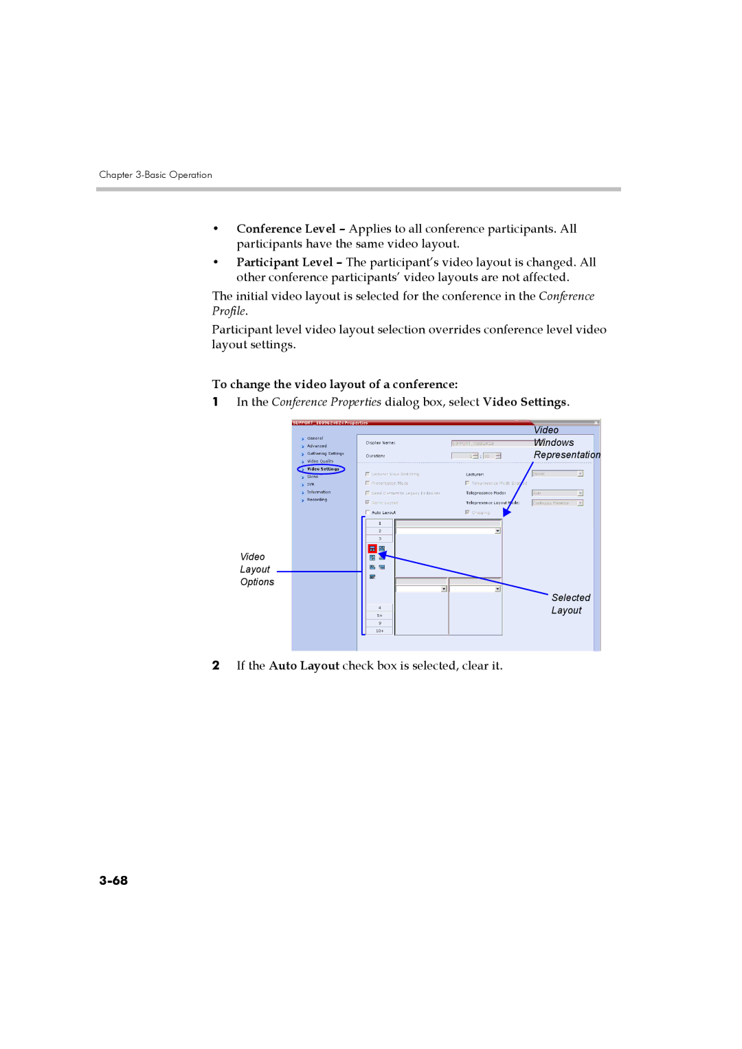 Polycom DOC2560B manual To change the video layout of a conference 