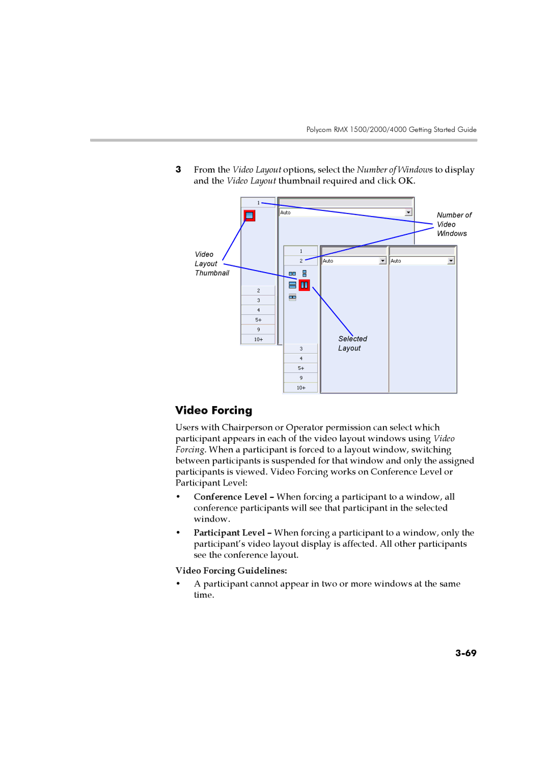 Polycom DOC2560B manual Video Forcing Guidelines 