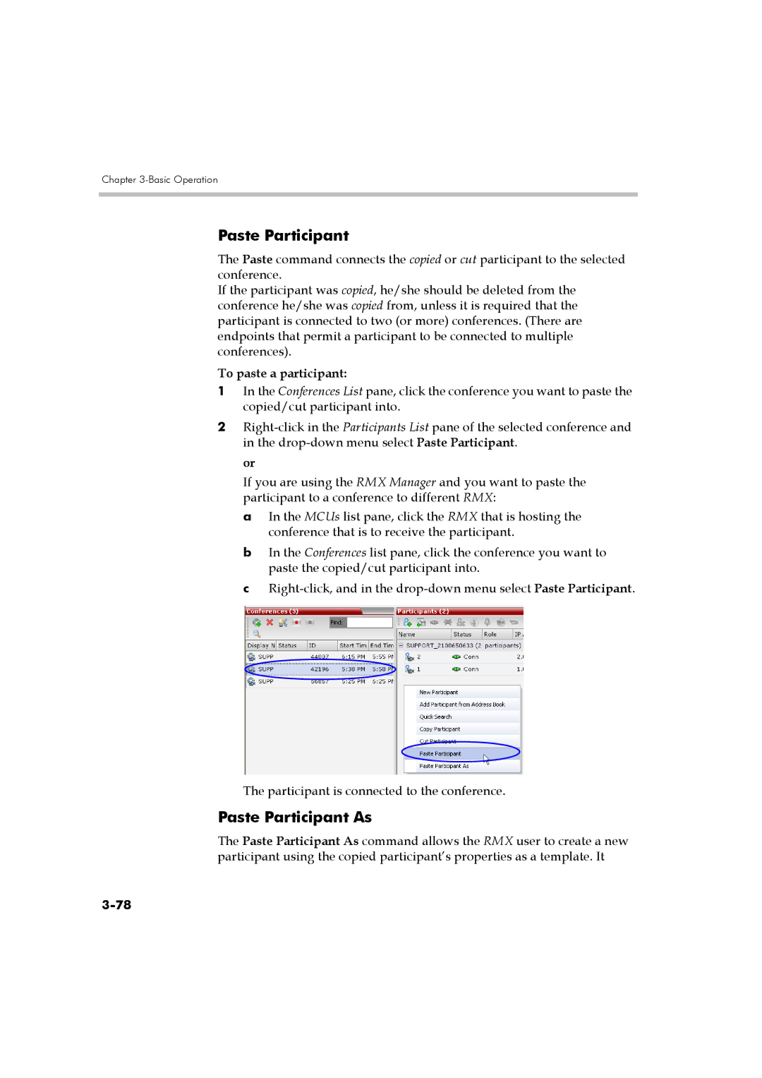 Polycom DOC2560B manual Paste Participant As, To paste a participant 