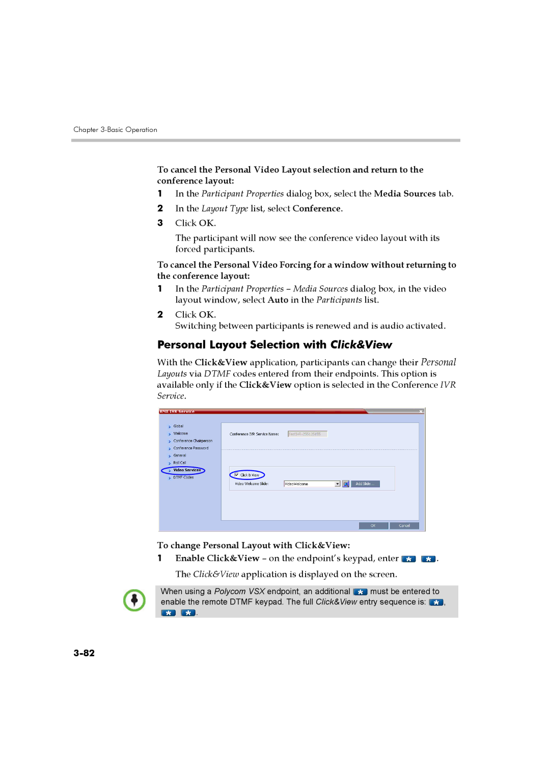 Polycom DOC2560B manual Personal Layout Selection with Click&View, To change Personal Layout with Click&View 