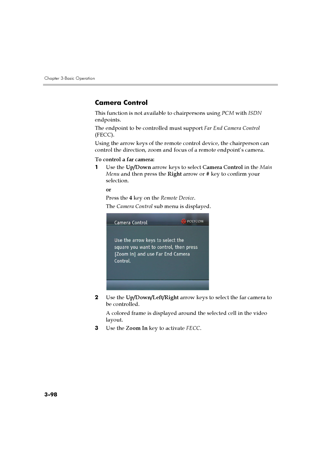 Polycom DOC2560B manual Camera Control, To control a far camera 