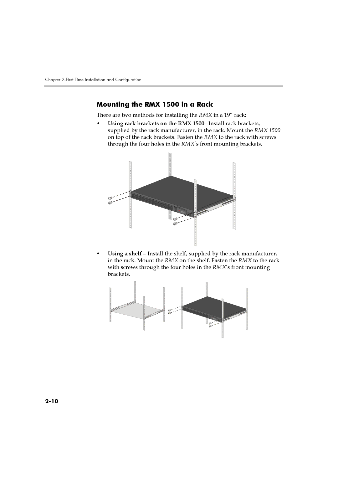 Polycom DOC2560B manual Mounting the RMX 1500 in a Rack 