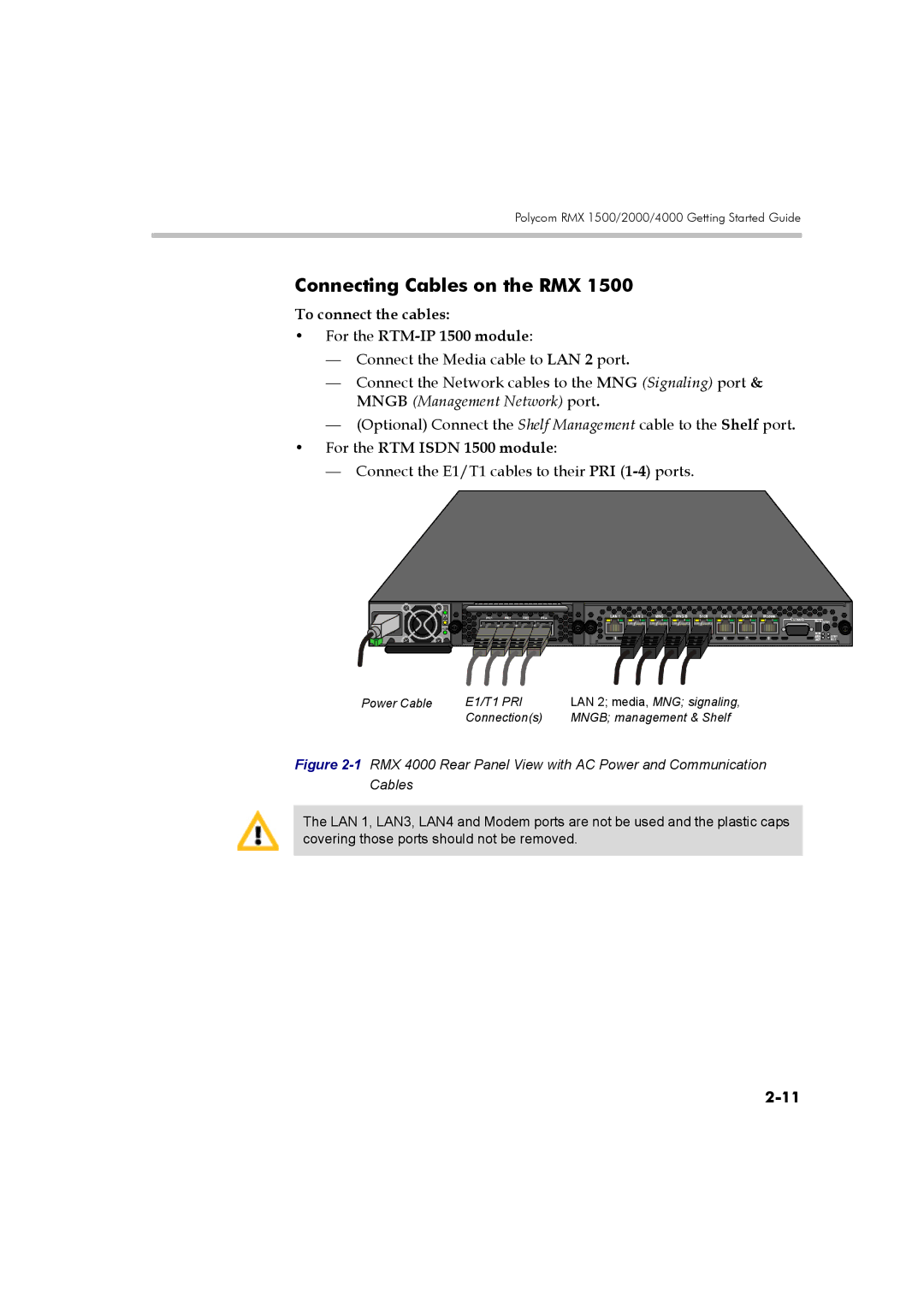 Polycom DOC2560B manual Connecting Cables on the RMX, To connect the cables For the RTM-IP 1500 module 