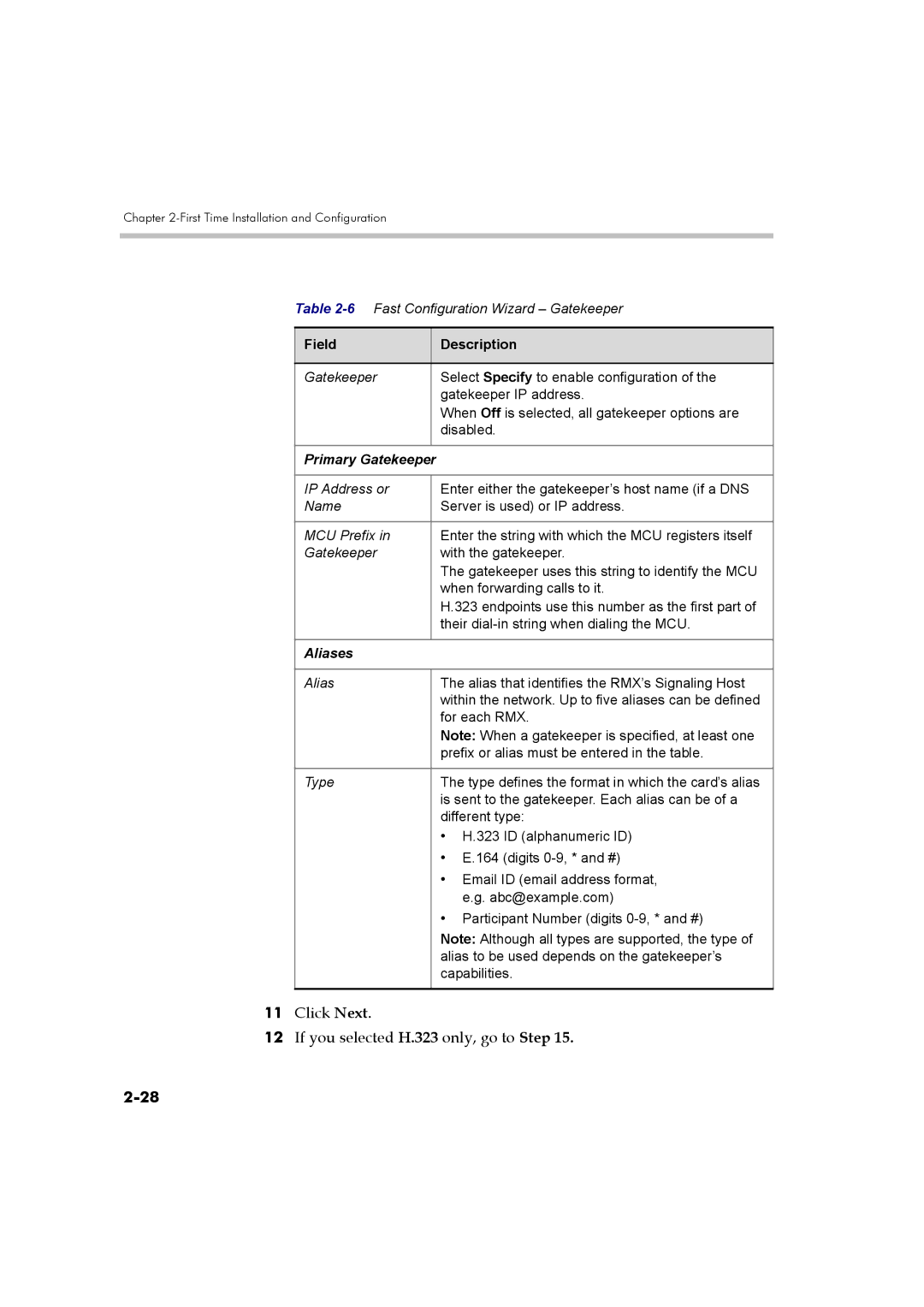 Polycom DOC2560B manual Primary Gatekeeper, Aliases 