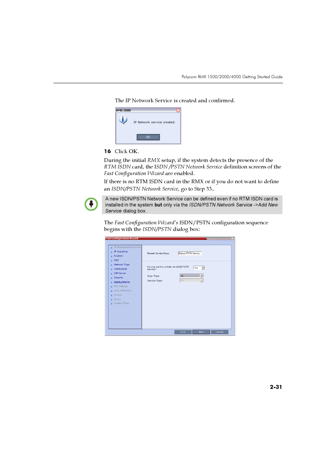 Polycom DOC2560B manual An ISDN/PSTN Network Service, go to Step 