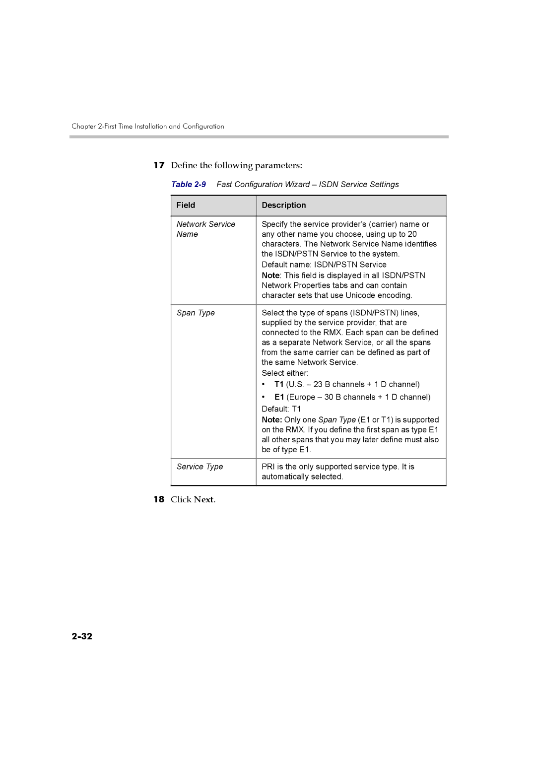 Polycom DOC2560B manual Define the following parameters 