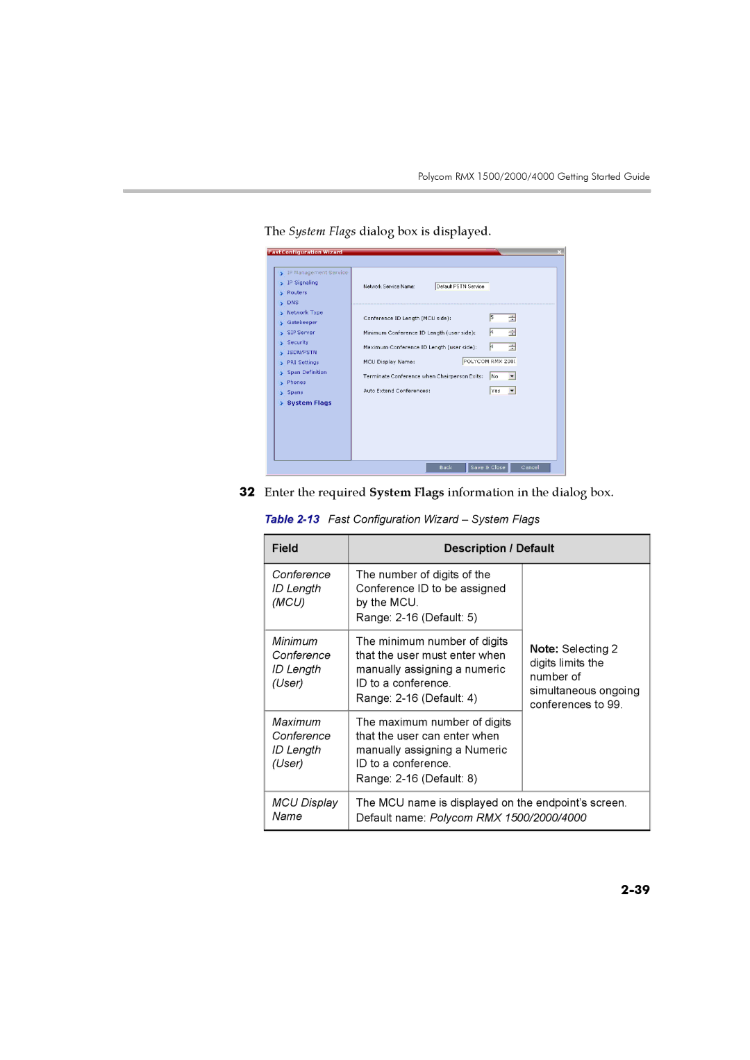 Polycom DOC2560B manual Field Description / Default, Mcu 