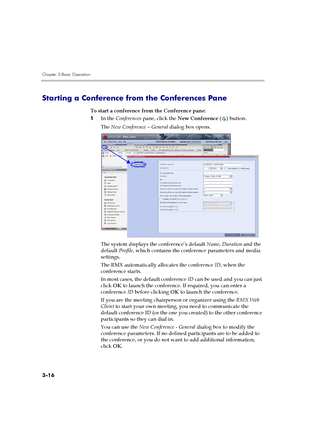 Polycom DOC2560B manual Starting a Conference from the Conferences Pane, To start a conference from the Conference pane 