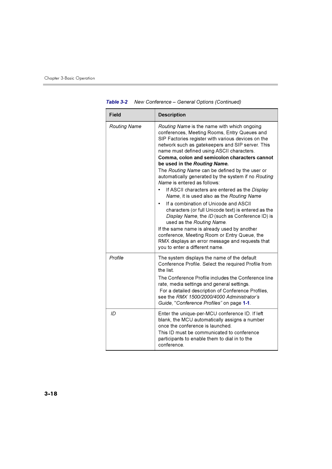 Polycom DOC2560B manual Comma, colon and semicolon characters cannot, Be used in the Routing Name 