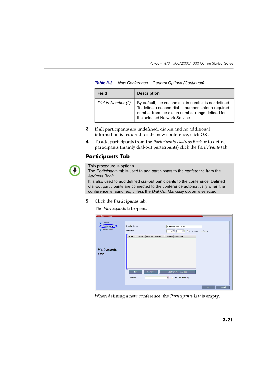 Polycom DOC2560B manual Participants Tab 