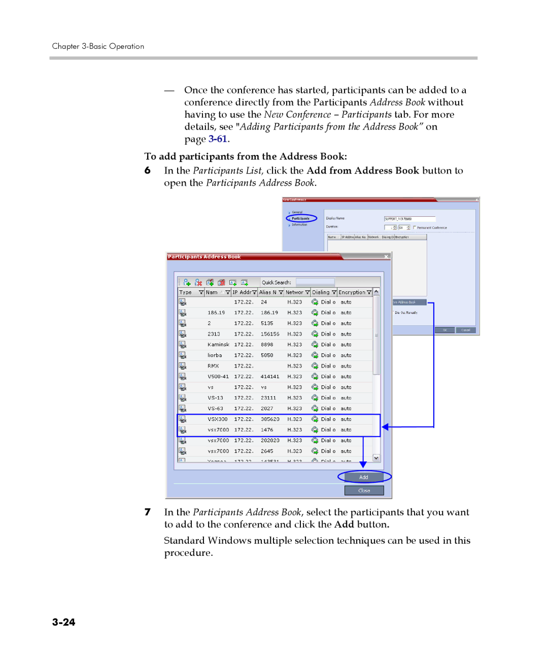 Polycom DOC2560C manual To add participants from the Address Book 