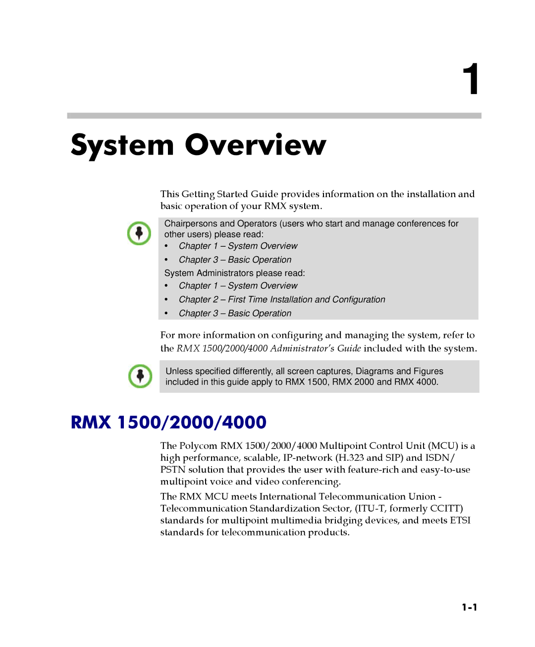 Polycom DOC2560C manual System Overview, RMX 1500/2000/4000 