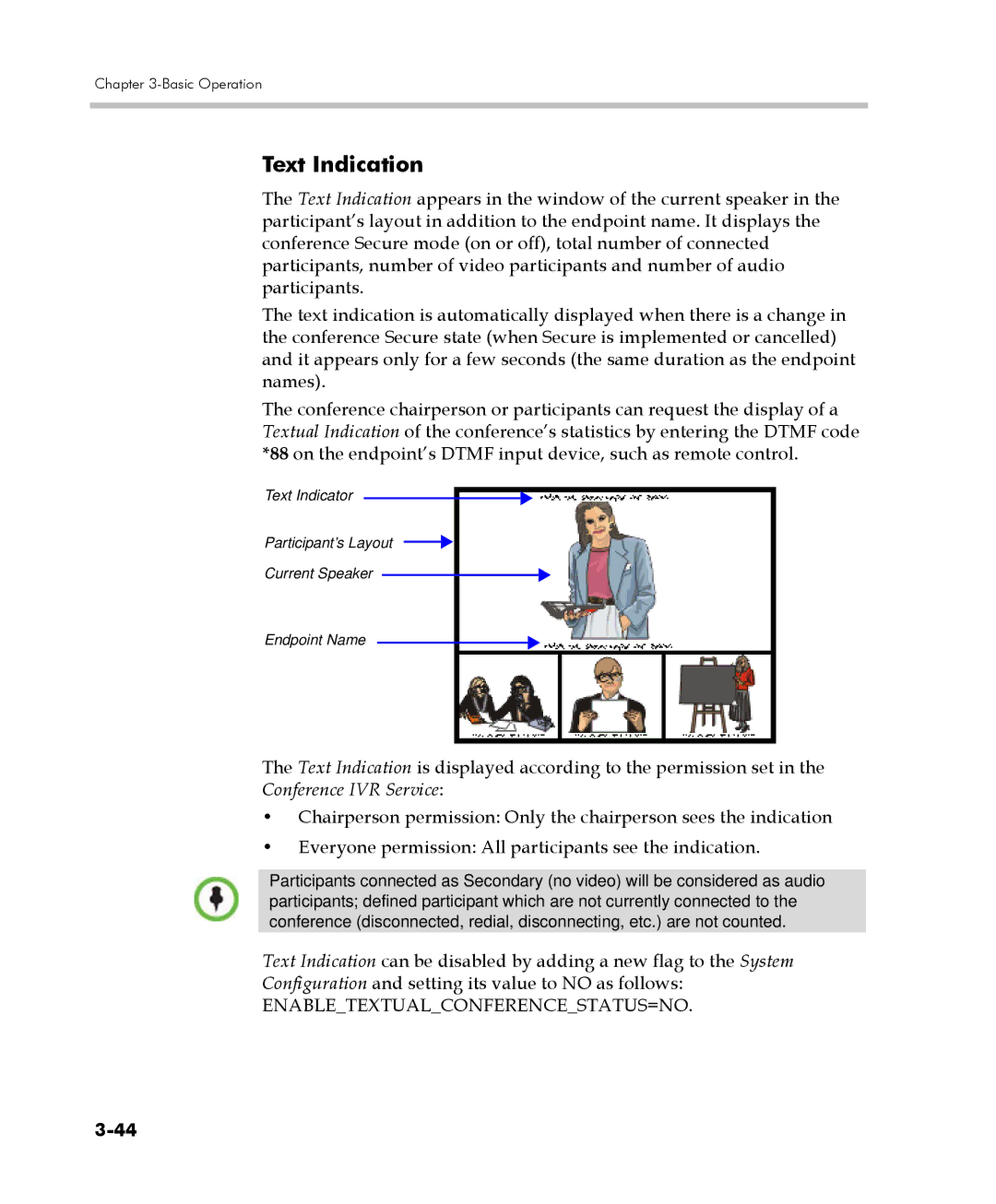 Polycom DOC2560C manual Text Indication, Enabletextualconferencestatus=No 