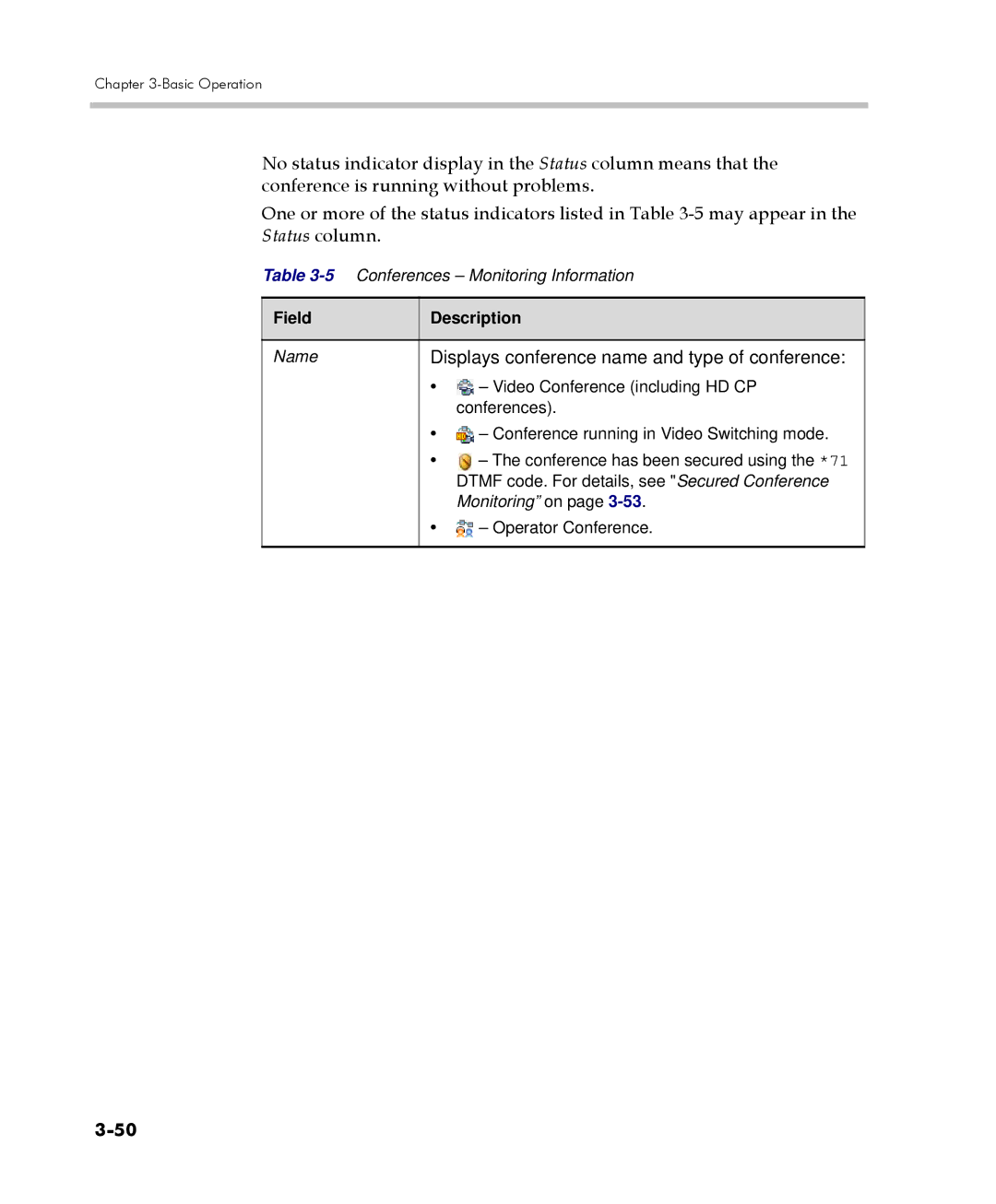 Polycom DOC2560C manual Displays conference name and type of conference 