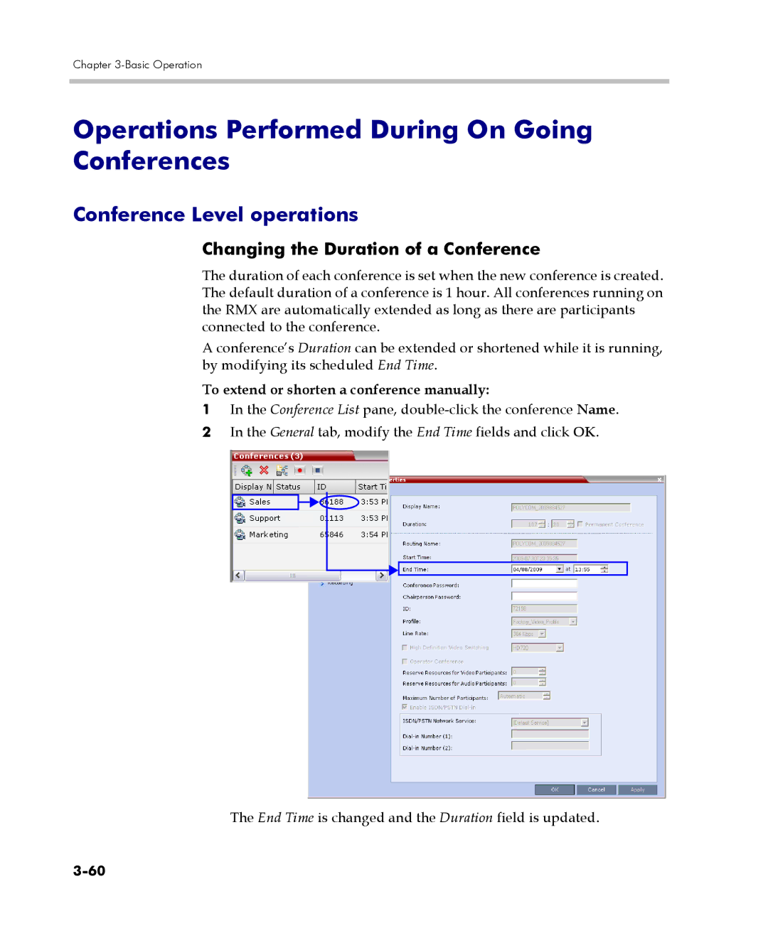 Polycom DOC2560C manual Operations Performed During On Going Conferences, Conference Level operations 