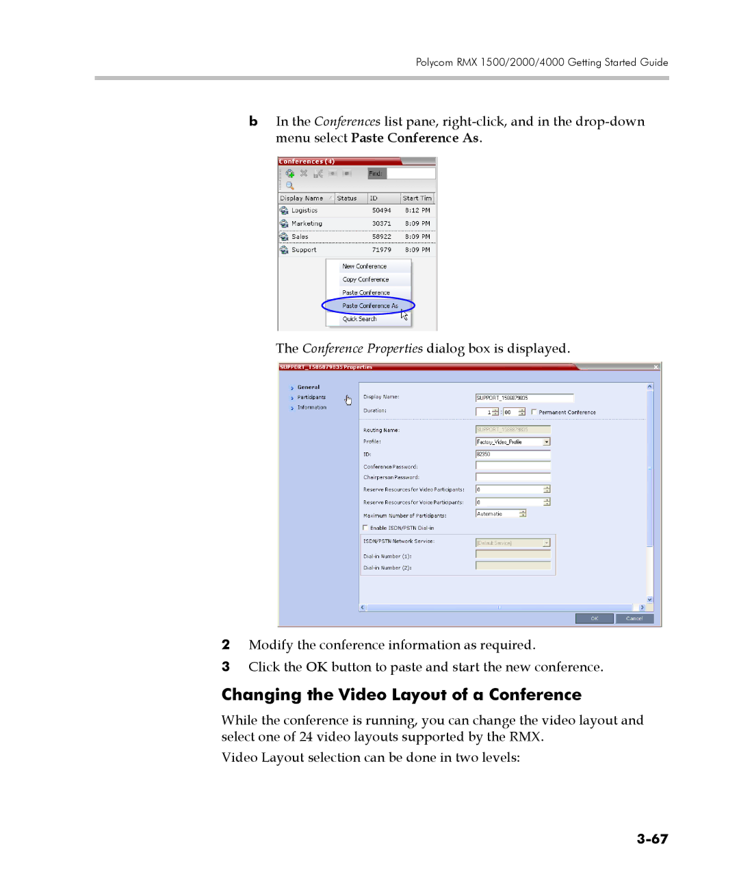 Polycom DOC2560C manual Changing the Video Layout of a Conference 