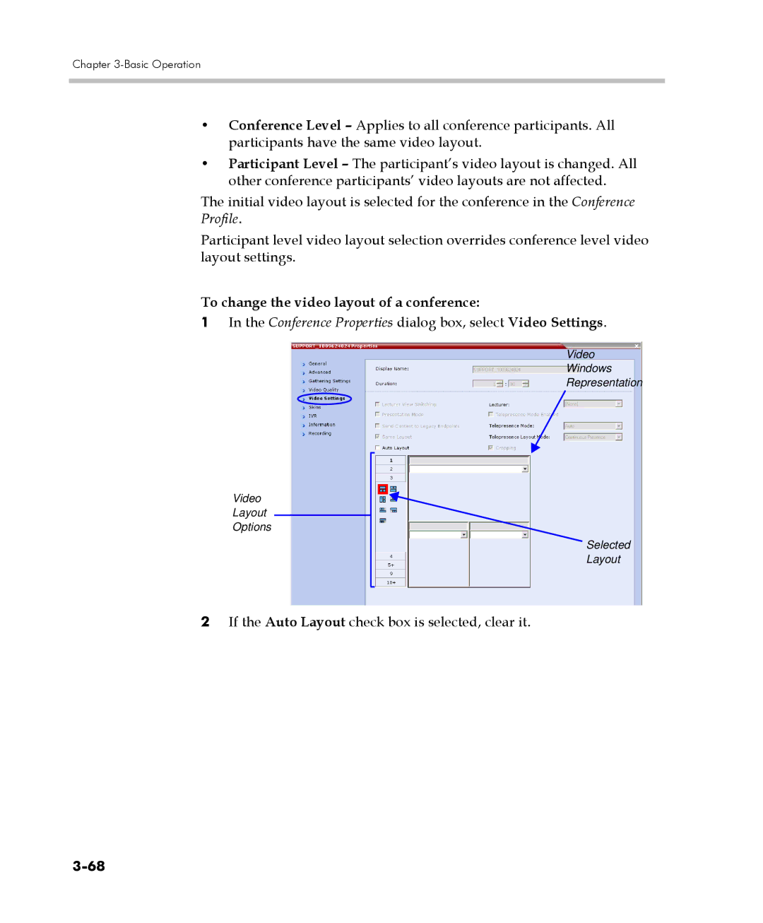 Polycom DOC2560C manual To change the video layout of a conference 