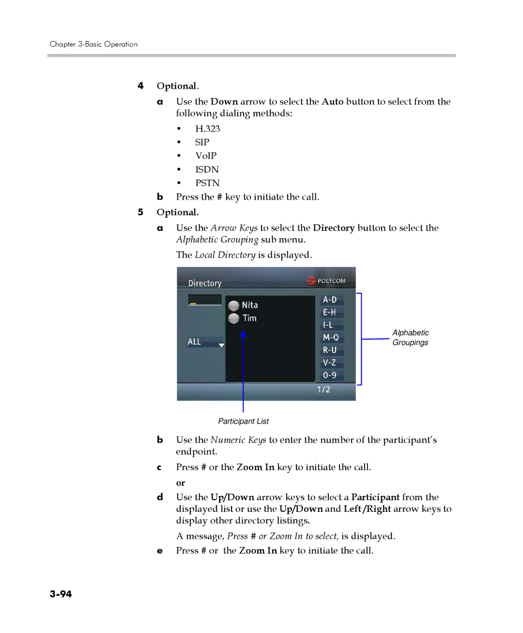 Polycom DOC2560C manual Optional, Message, Press # or Zoom In to select, is displayed 