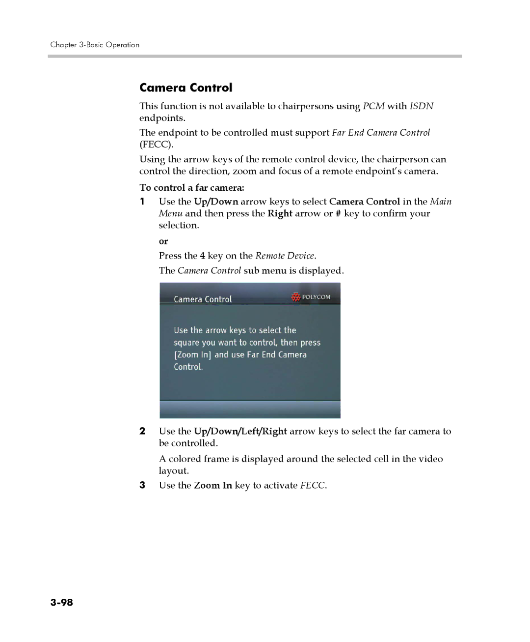 Polycom DOC2560C manual Camera Control, To control a far camera 