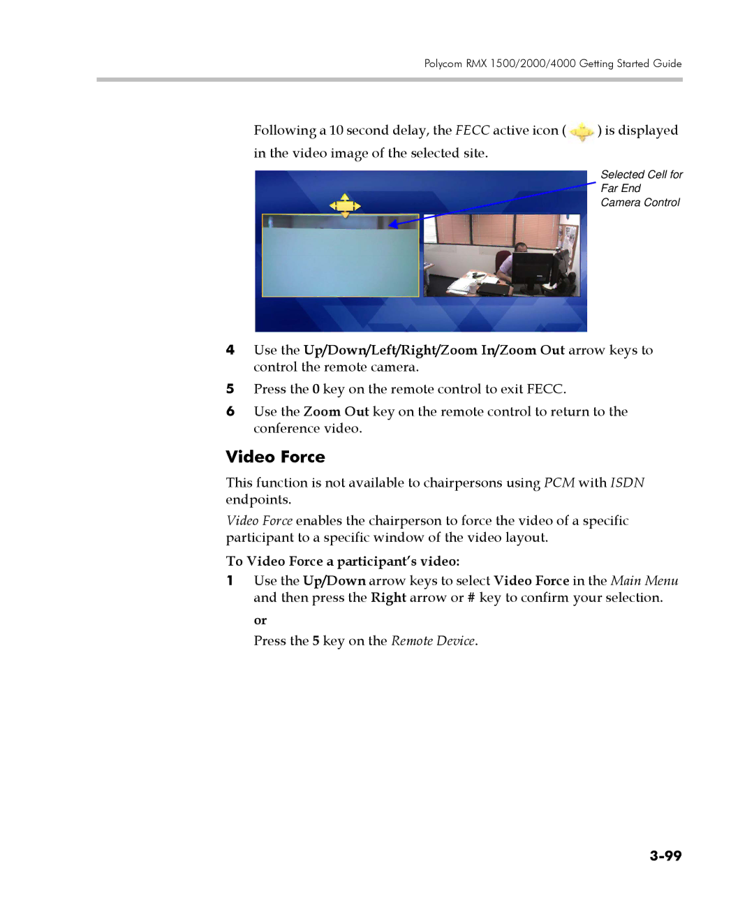 Polycom DOC2560C manual To Video Force a participant’s video 