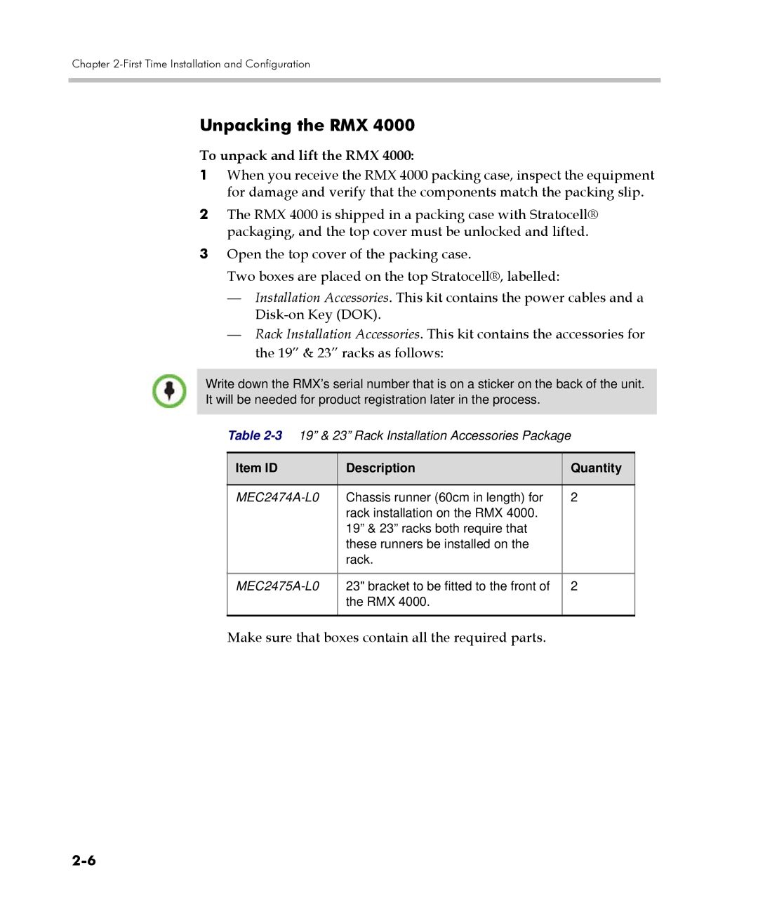 Polycom DOC2560C manual Make sure that boxes contain all the required parts 