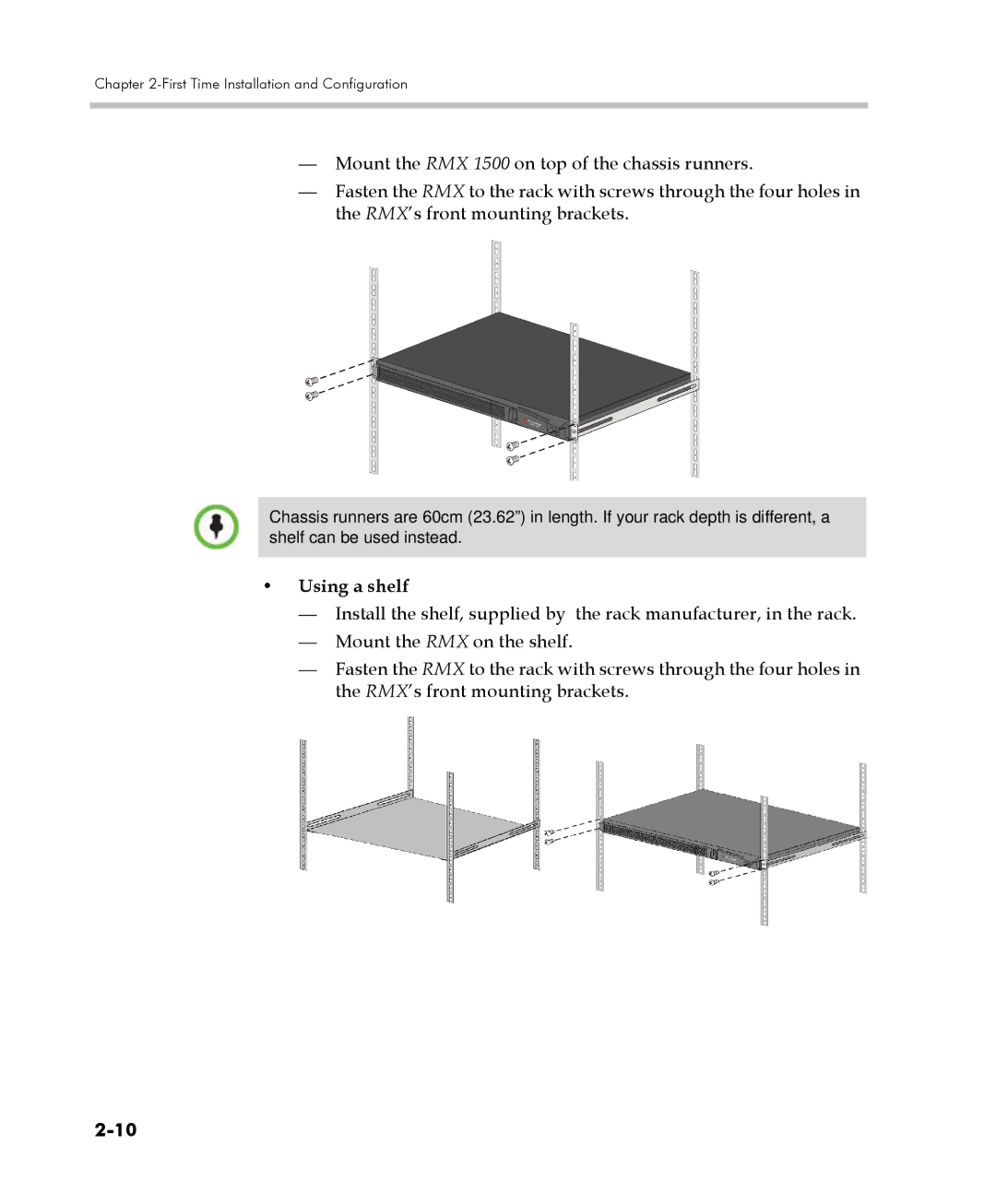 Polycom DOC2560C manual Using a shelf 