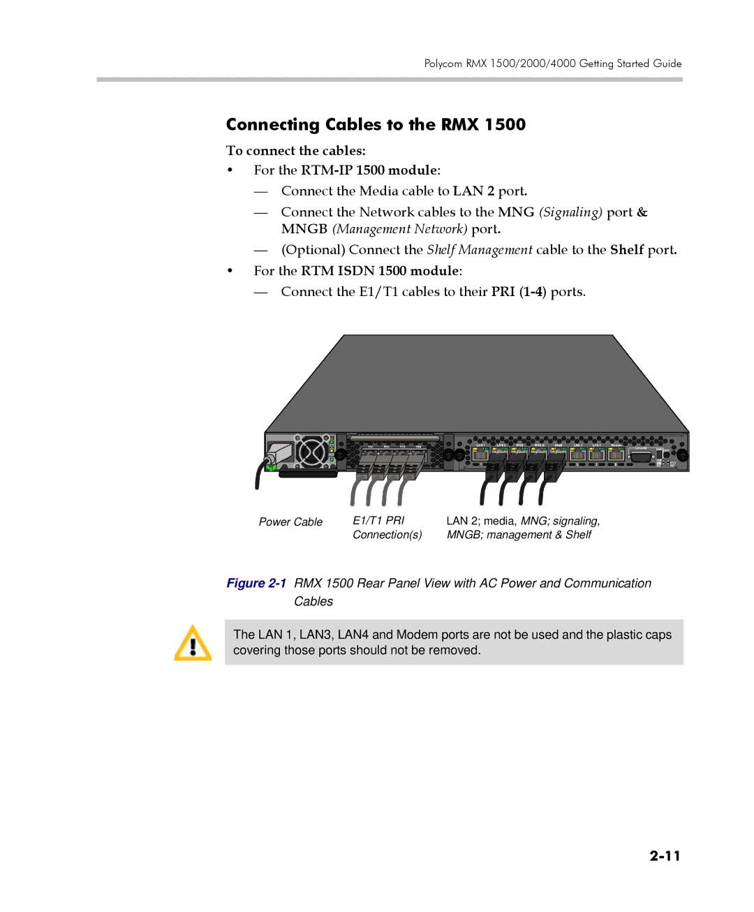 Polycom DOC2560C manual Connecting Cables to the RMX, To connect the cables For the RTM-IP 1500 module 