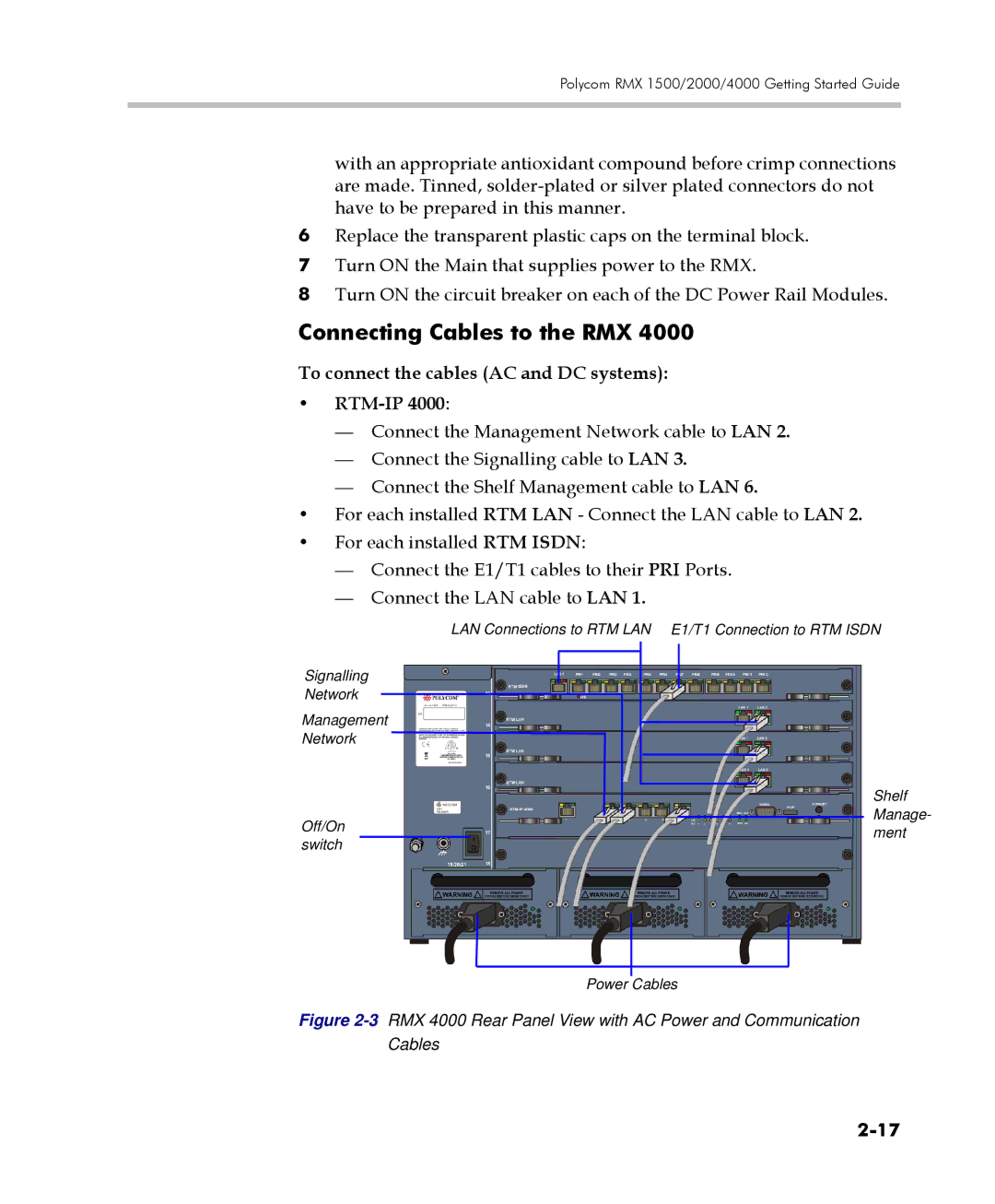 Polycom DOC2560C manual Connecting Cables to the RMX, To connect the cables AC and DC systems RTM-IP 